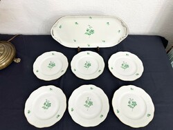 6 Personal (7 pieces) Herend green floral pattern cake - sandwich set