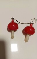 Old vintage Christmas tree decoration - 2 glass mushrooms!