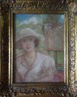Unknown painter (ripple-Rhóna?): Lady in a hat