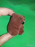 Retro plush coated teddy bear ring box with velvet lining as shown in the pictures
