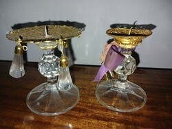 2 crystal candle holders
