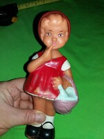 Antique aradeanca rubber little girl with reddish basket andersen fairy tale toy doll 21 cm according to the pictures