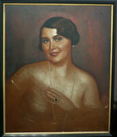 Art deco female portrait, marked, 1933.
