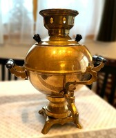 Copper electric Russian samovar with copper cup holders