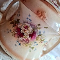 Antique English faience pink large biscuit holder