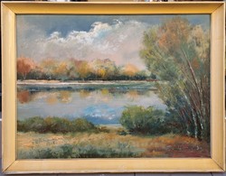 Gádor e. Zsolt (1946-): waterfront landscape, 60x80 cm., Gallery