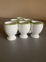 White porcelain egg holder with green decorative strip - 6 pcs.