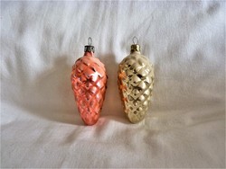 Old glass Christmas tree decorations - 2 pine cones!