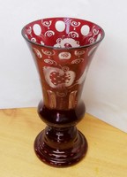 Viennese baroque decorated wine red vase. Bohemia egermann xx. Beginning of the century