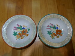 Antique bird wall plate novotny altrohlau marked hand painted, 2 pieces
