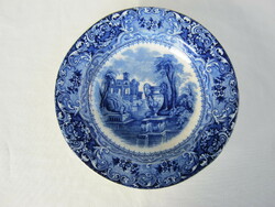 Régi Delfti kerámia kék mintás fali tál tányér dísztányér