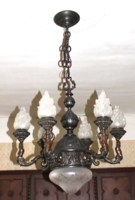 Large bronze chandelier with atlas figures