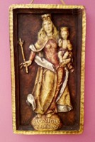 The Queen of Peace. Painted, fired ceramic relief, from Germany. A unique work of art