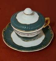 Green Zsolnay lidded coffee cup pompadour 3.