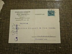1936 letterhead postcard from Pécs