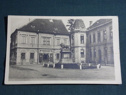 Postcard, Szigetvár Zrínyi square, lion statue, monument, pharmacy