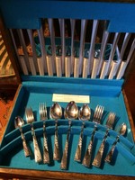 Sheffield, 6-seater, vintage, marked, silver-plated, 4-course, 38-piece cutlery set in box
