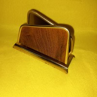 Art-deco copper-wood combination, letter holder or napkin holder.