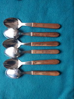6 Tramontina wood-handled stainless spoons