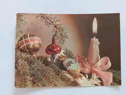 Old Christmas card 1962 postcard mushroom bacon candy