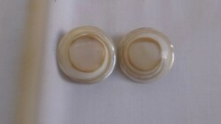 A pair of real mother-of-pearl silver-plated ear clips
