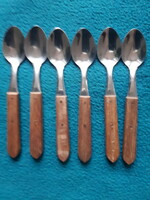 6 Tramontina wooden-handled stainless steel spoons
