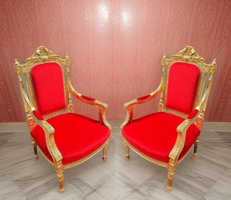 Pair of restored veneered classicist armchairs