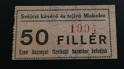 Miskolcz Swiss cafe and milk drink 50 fils. Adamovszky mis-29.3.4