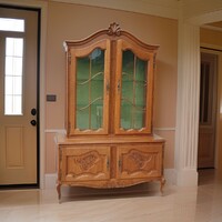 Baroque Style Carved Oak Display Cabinet