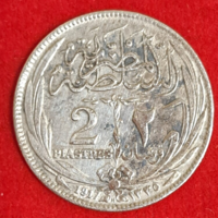 1917. Egyiptom.835 ezüst  2 piaszter, (H/15) 2,8 gr