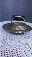 Antique Indian silver-plated metal ashtray with removable lid, 7.5 x 13 x 8 cm, 294 gr.