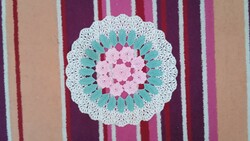 Interesting tablecloth crocheted in 3 colors