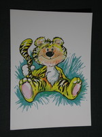Postcard, foundation for children in state care, graphic artist, animals, tiger