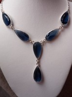 925 Silver london blue topaz quartz necklace