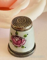 Sterling silver luster enamel thimble