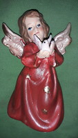 Antik jellegű kerámia figura angyalka a Szentlélek galambbal  12 cm a képek szerint