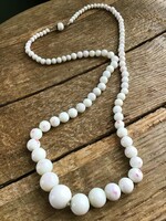 Antique milk glass white coral (angel skin) imitation long string of pearls