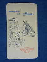 Kártyanaptár, Németország, NDK, SIMSON motorkerékpár, grafikai rajzos, humoros, 1964,   (5)