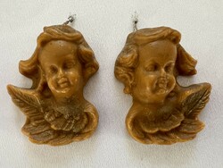 Two antique wax angels Christmas tree ornaments