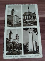 Régi képeslap, Kolozsvár, Vármegyeháza, Magyar utcai református templom, Mátyás király Diákház