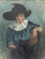 Hervay j. Marked by a Hungarian painter: lady in a hat