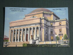Képeslap, Postcard, USA, New York City, Columbia University, egyetem könyvtár