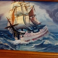 Háborgó tenger festmény keretezve 1976 jelzett