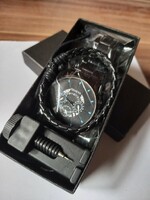 New watch, wristwatch, plus leather bracelet.
