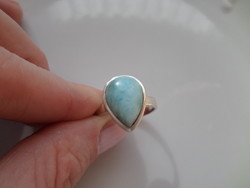 Larimar mineral 925 silver ring size 57