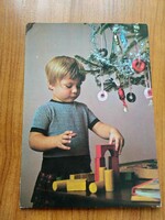 Old postcard, small child, Christmas
