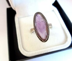 Old silver amethyst stone 875 ring 56