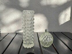 Retro thick-walled glass vase and glass bonbonier