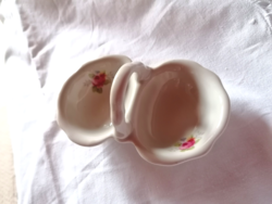 Old rose-patterned porcelain salt holder, larger size, flawless
