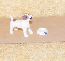 Dog and bowl for doll house, doll accessory
